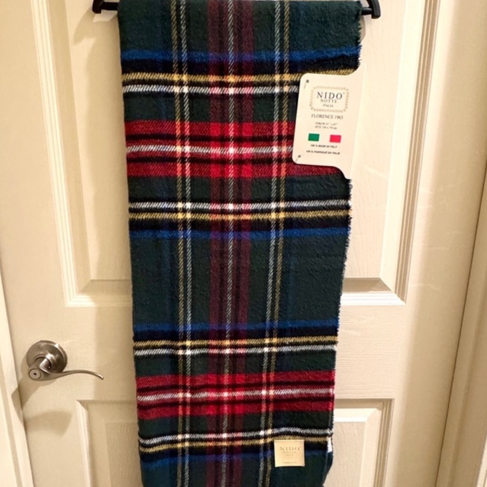 Nido Notte Italia Plaid Throw Blanket – Green / Navy / Red / Multicolor